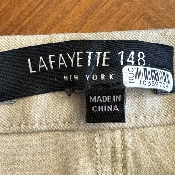 Lafayette 148 Brown Pants Size 16-18 Black Waistband Flat Front Pull On - Picture 13 of 15
